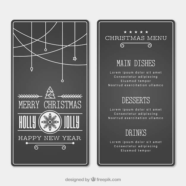 Free vector retro menu with christmas elements