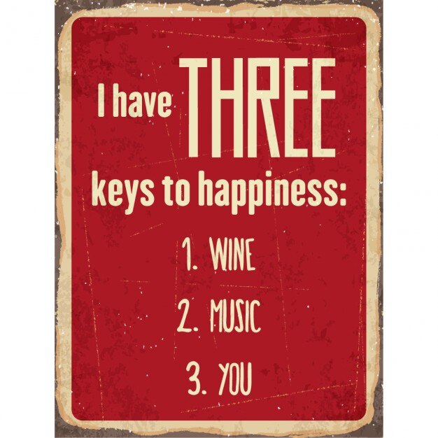 レトロな金属記号私は幸福のワインの音楽あなたに3つのキーを持っています