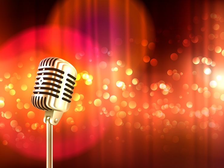 Free Vector retro microphone vintage background poster 
