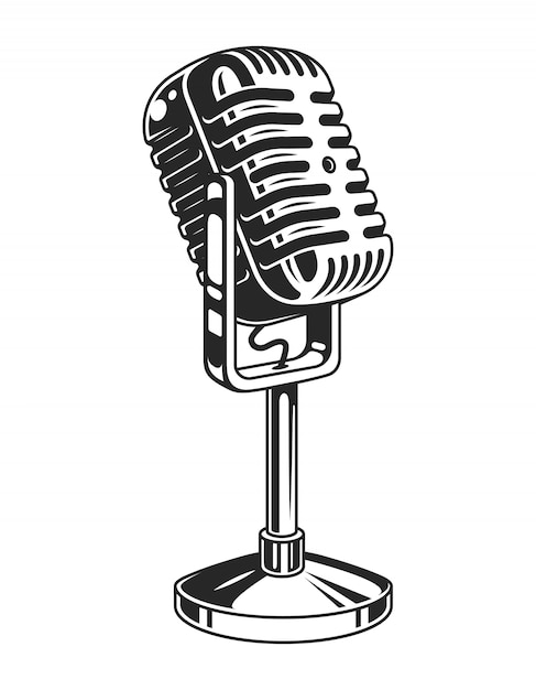 Free vector retro monochrome music microphone concept