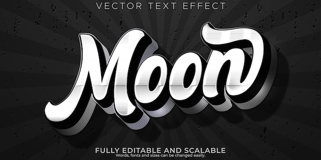 Retro moon text effect editable shade and vintage text style