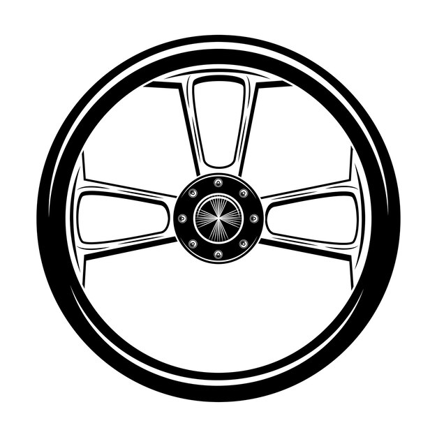 Retro motor bike wheel vector illustration. Vintage motorcycle part