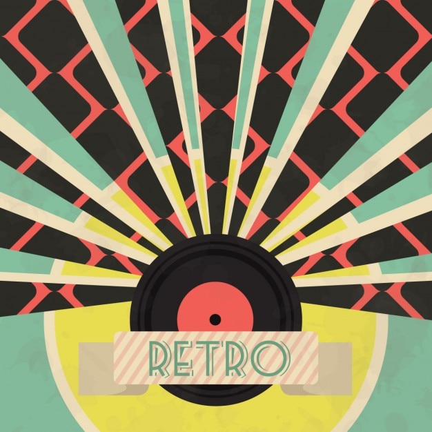 Free vector retro music background with vinyl