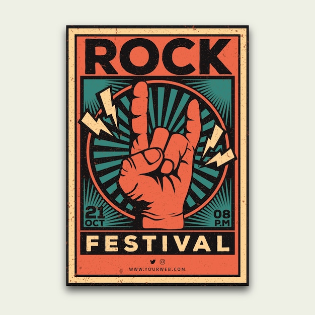 Retro music festival poster template