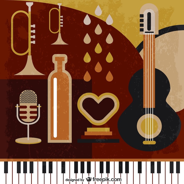 Retro music instruments background