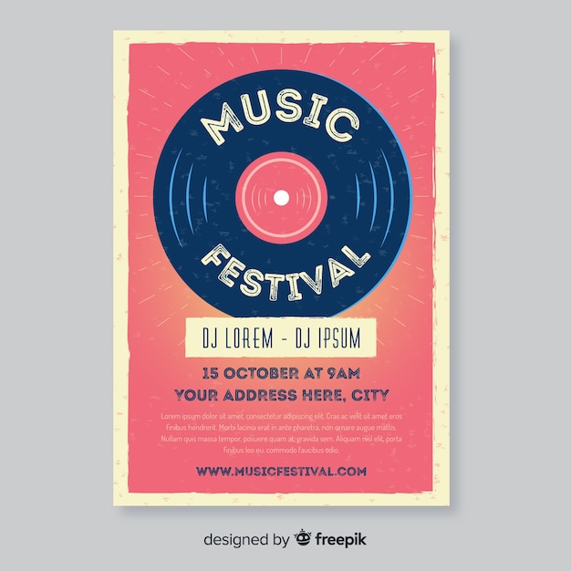 Free vector retro music poster template