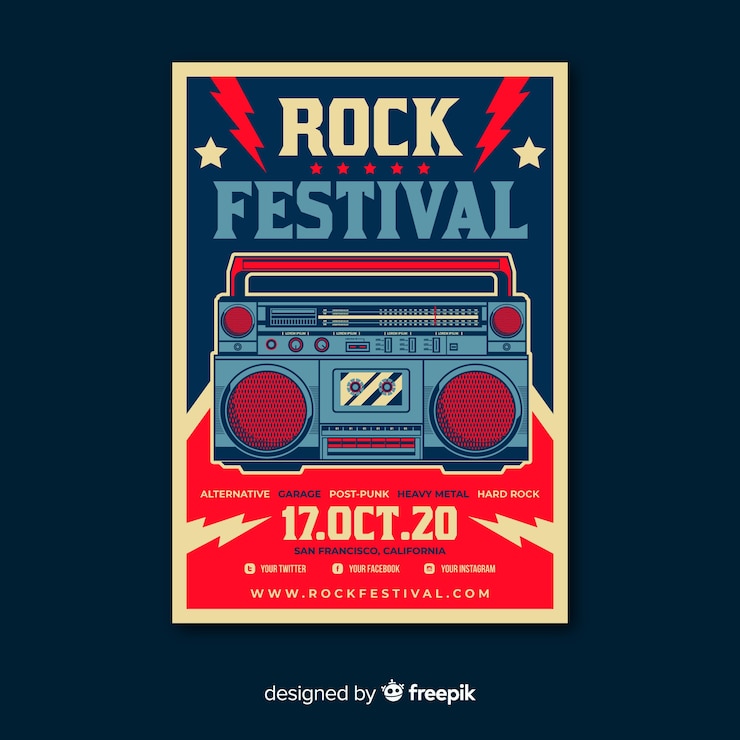 Free Vector retro music poster template