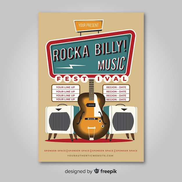 Free vector retro music poster template