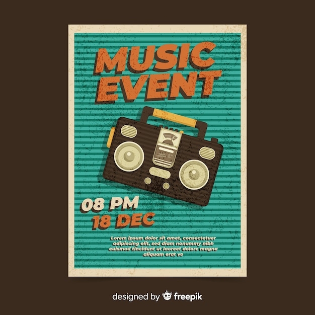 Free vector retro music poster template