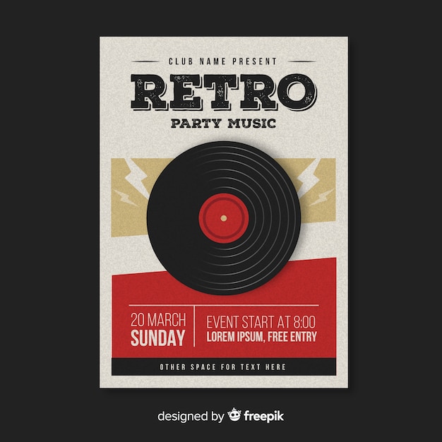 Free vector retro music poster template