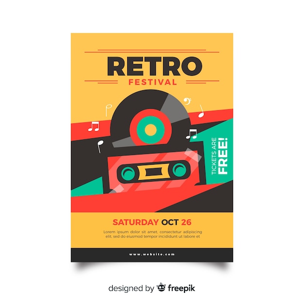 Free vector retro music poster template