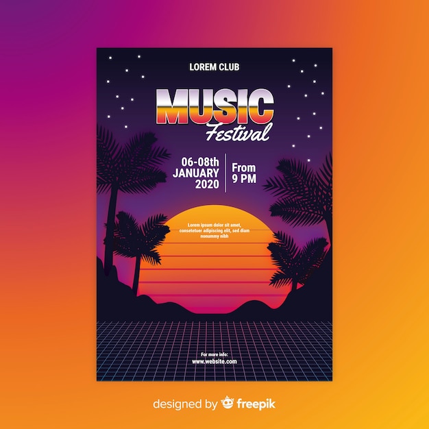 Retro music poster template