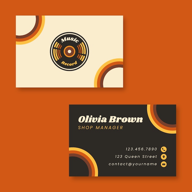 Free vector retro music record store business card