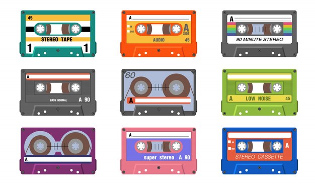 Retro music tapes set