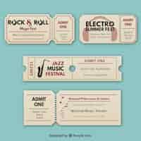 Free vector retro music tickets