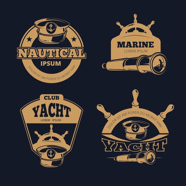 Retro nautical color labels on dark background.