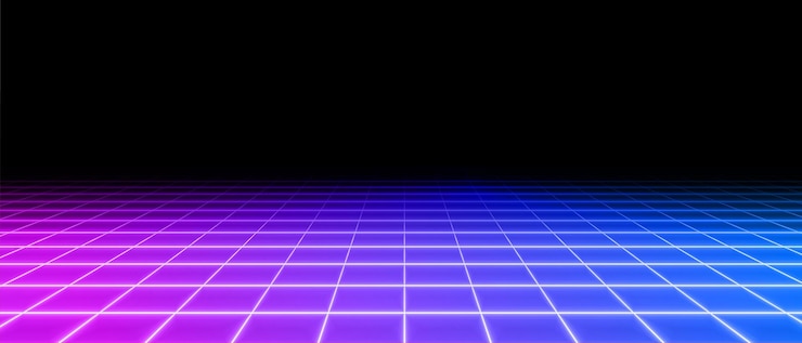Free Vector retro neon perspective grid floor background