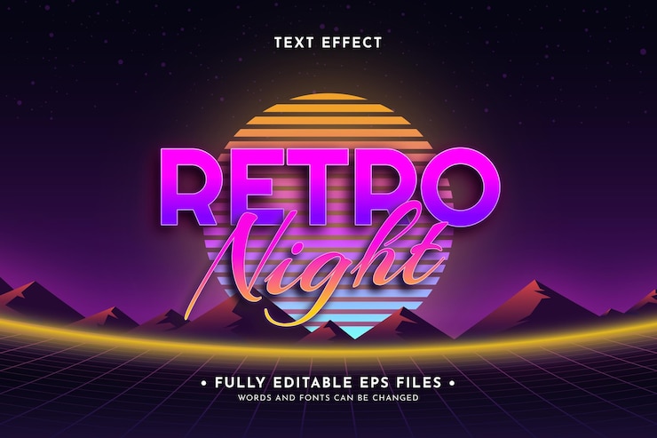 Free Vector retro neon text effect design