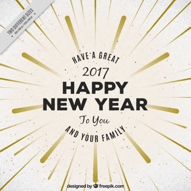 Бесплатное векторное изображение Ретро новый год 2017 фон из золотых линий