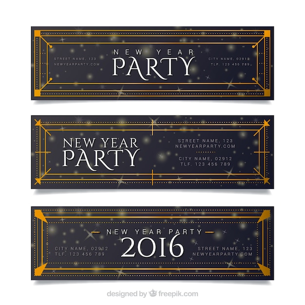 Retro new year party banners