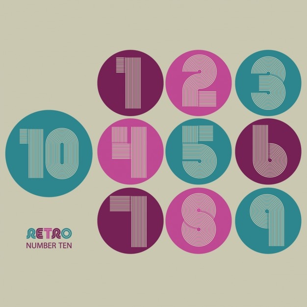 Vettore gratuito retro bande numeri funky settrendy elegante stile retrò disegno vettoriale