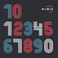 Free vector retro numbers made with lines