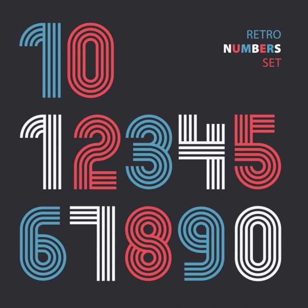 Retro numbers made with lines