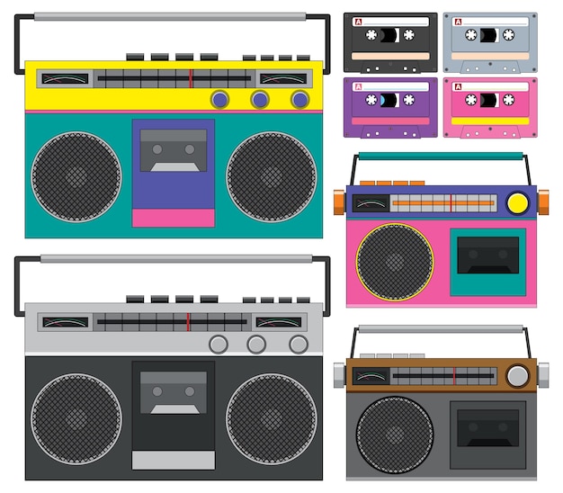 colorful boombox vector