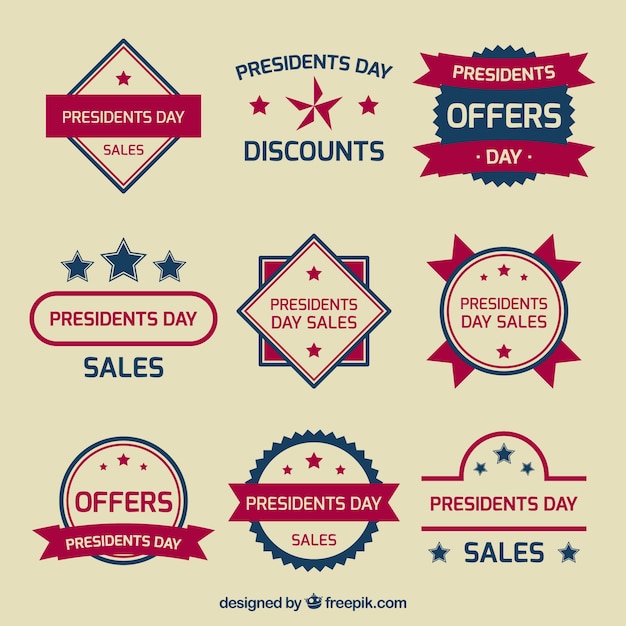 Free vector retro offers badges presidents day