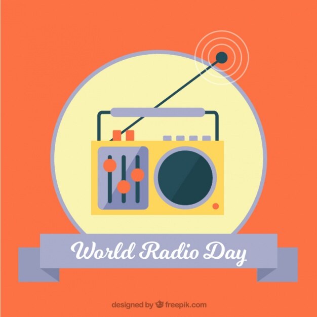 Free Vector retro orange world radio day background