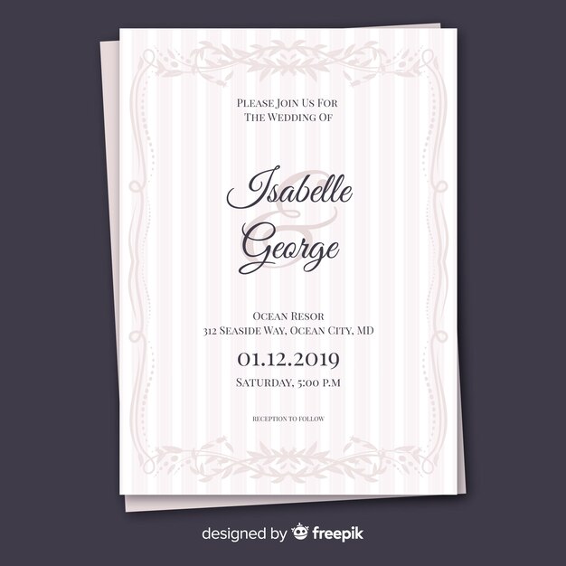 retro ornamental wedding invitation template