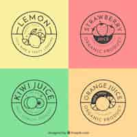 Free vector retro pack of four round fruit labels