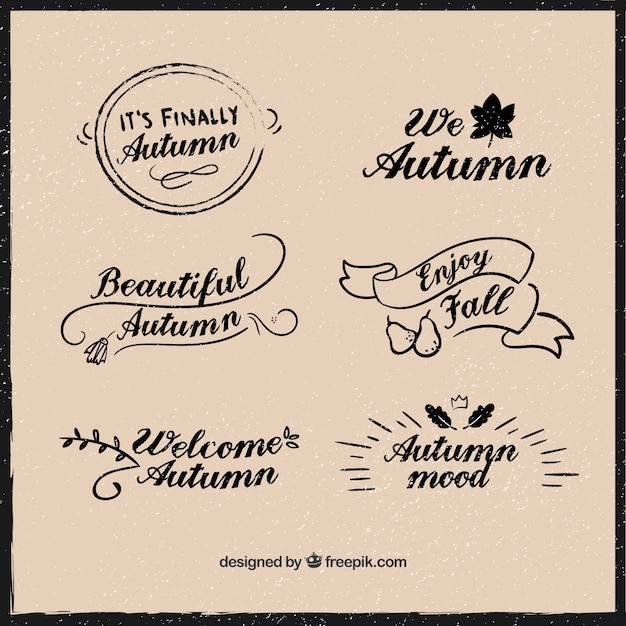 Free vector retro pack of vintage autumn labels