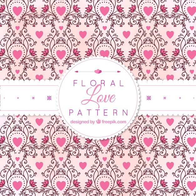 Free vector retro pattern of hearts and ornaments