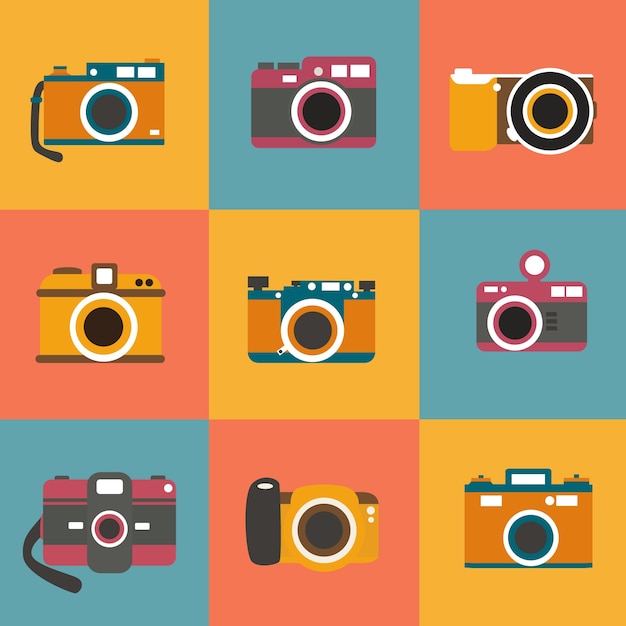 Free vector retro photo cameras set