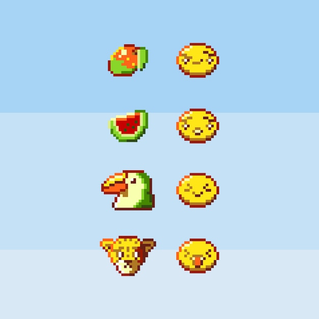 Retro pixel icons set