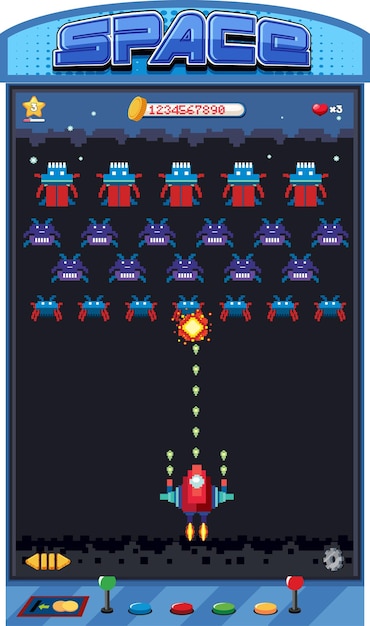 Free vector retro pixel space game interface