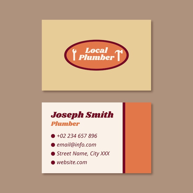 Free vector retro plumber business card