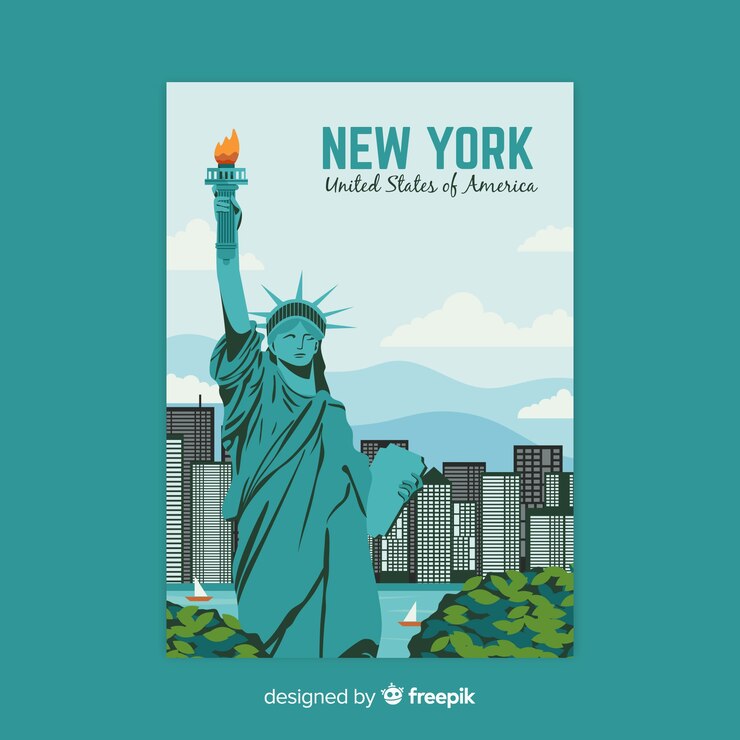 Free Vector retro promotional poster of a city template