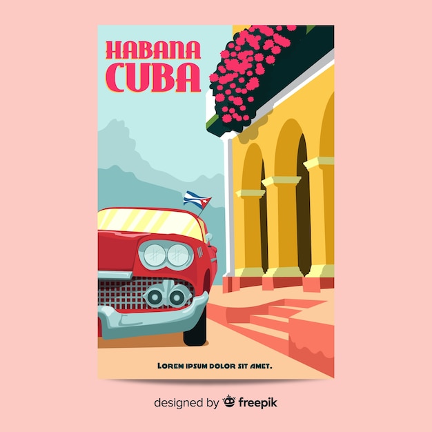 Retro promotional poster of havana template