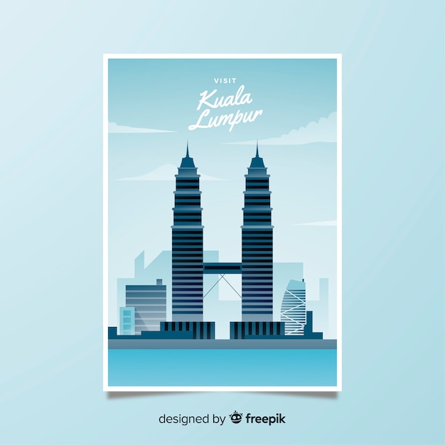 Free vector retro promotional poster of kuala lumpur