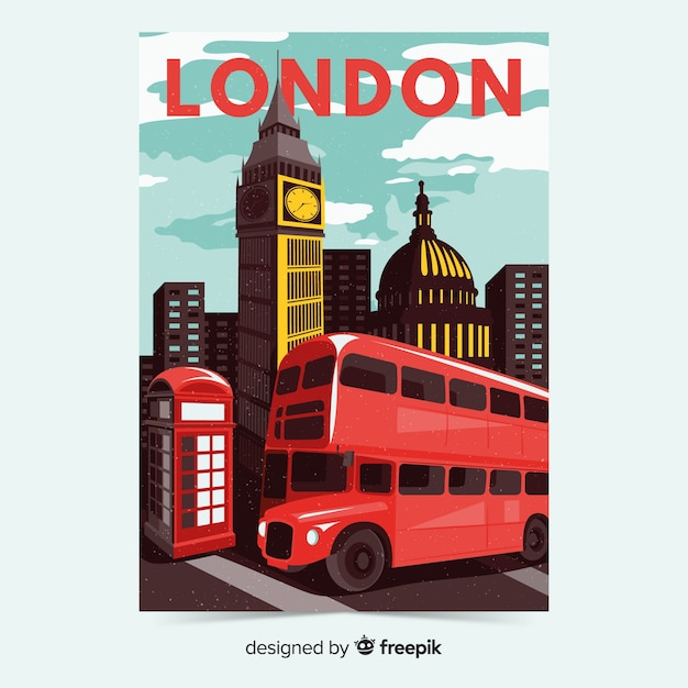 Retro promotional poster of london template