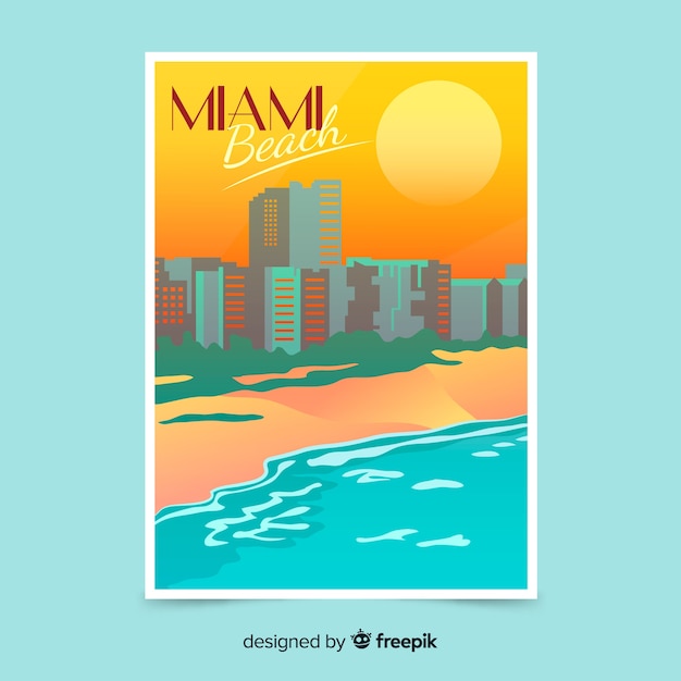 Retro promotional poster of miami template