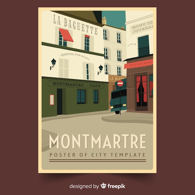 Free vector retro promotional poster of montmartre