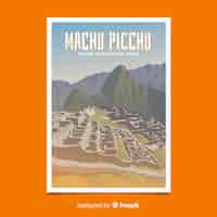 無料ベクター マチュピチュテンプレートのレトロなプロモーションポスター