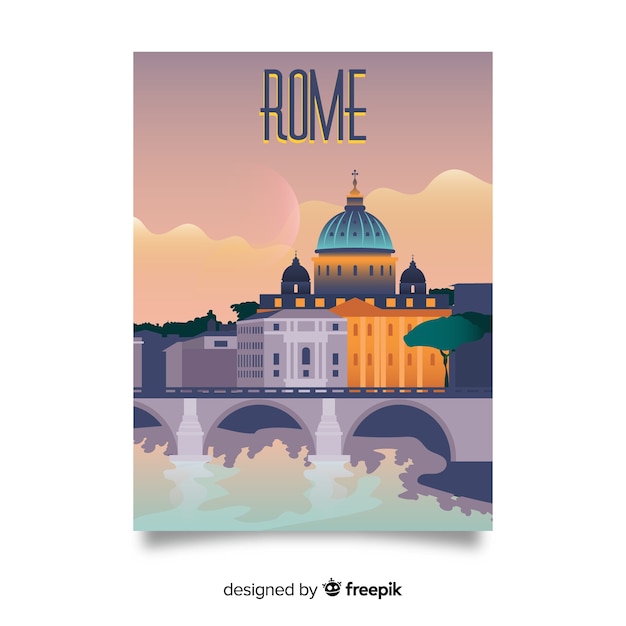 Retro promotional poster of rome template