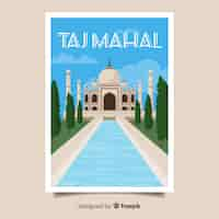 Free vector retro promotional poster of taj mahal