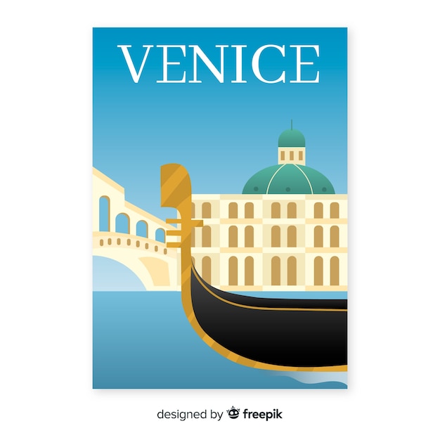 無料ベクター ヴェネツィアのレトロなプロモーションポスターテンプレート