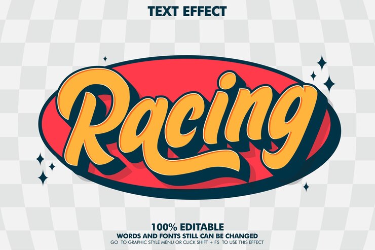 Free Vector retro racing editable text effect template