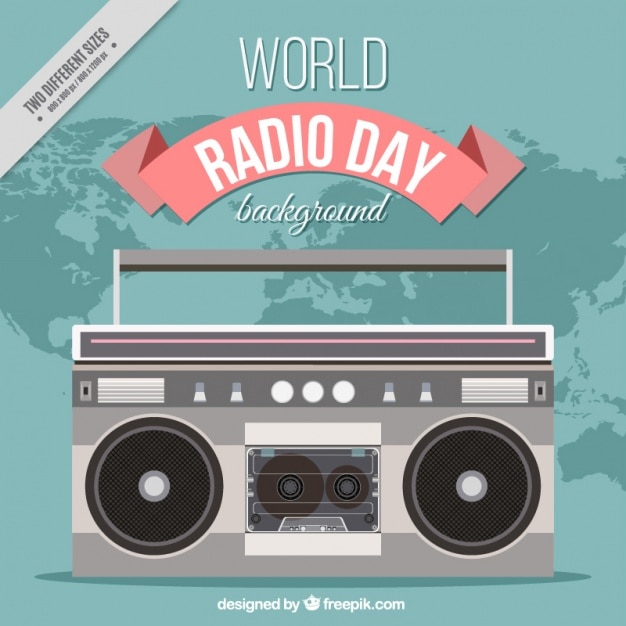 Free Vector retro radio world day background in flat design